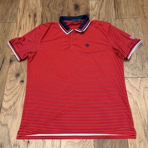 G/FORE Men's Skull & T's 3D Tech Jersey‎ Short Sleeve Polo Red Navy XL